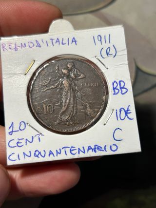 Moneta rara 10 Centesimi 1911 regno d'italia