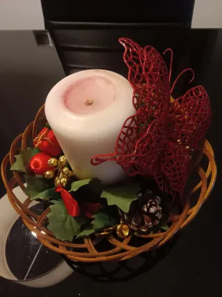 Cesta Decorativa Vela Navidad