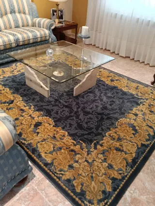 Alfombra Salón Grande Azul y Dorado