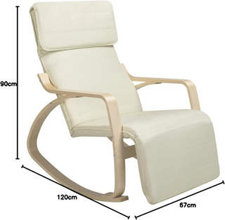 Sedia a Dondolo in Legno di Betulla con Rivestimen