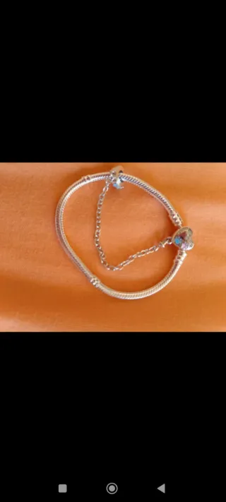 Pulsera Charms Cierre Corazón Huella Plata