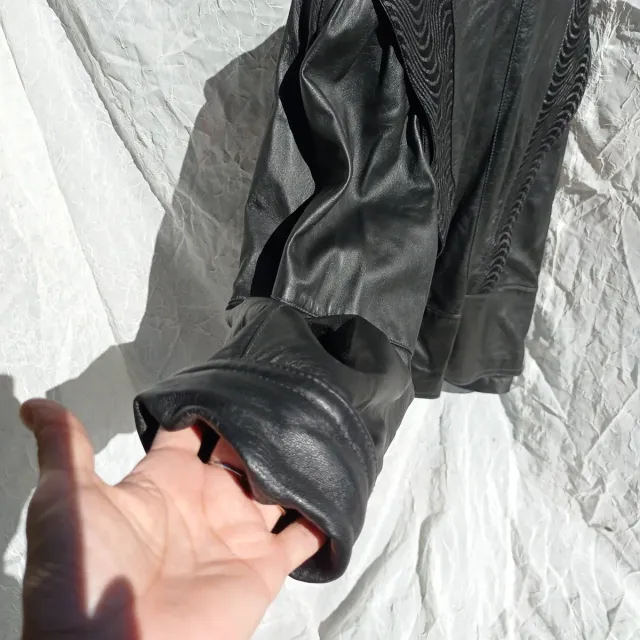 Giacca in Vera Pelle Nera Anni 80 Tg 48 IT