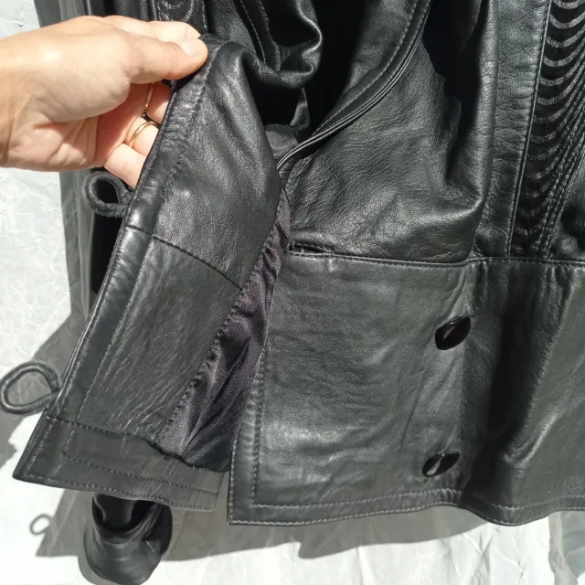 Giacca in Vera Pelle Nera Anni 80 Tg 48 IT