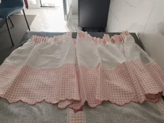 Mantovana con pannello in cotone rosa e bianco