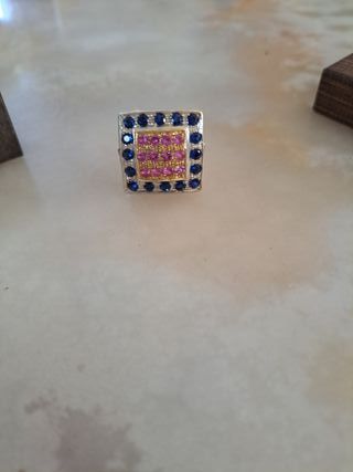 Anillo Vintage Rubíes y Zafiros.Oro 