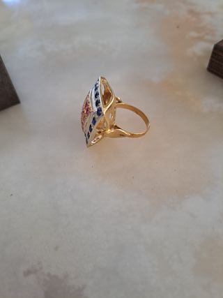 Anillo Vintage Rubíes y Zafiros.Oro 
