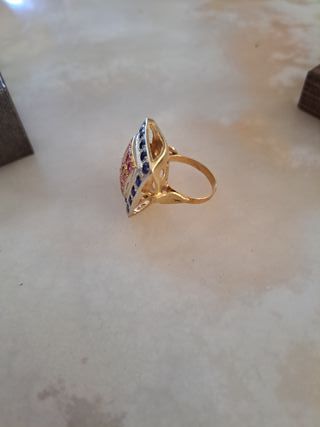 Anillo Vintage Rubíes y Zafiros.Oro 