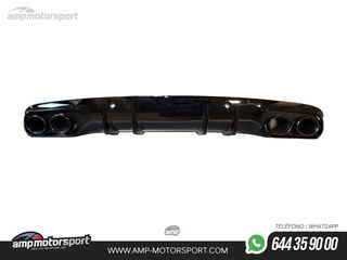 DIFUSOR TRASERO NEGRO BRILLO CON COLAS REDONDAS NEGRAS PARA MERCEDES CLASE C COUPE/CABRIO C205