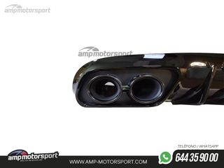 DIFUSOR TRASERO NEGRO BRILLO CON COLAS REDONDAS NEGRAS PARA MERCEDES CLASE C COUPE/CABRIO C205