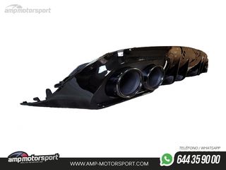 DIFUSOR TRASERO NEGRO BRILLO CON COLAS REDONDAS NEGRAS PARA MERCEDES CLASE C COUPE/CABRIO C205