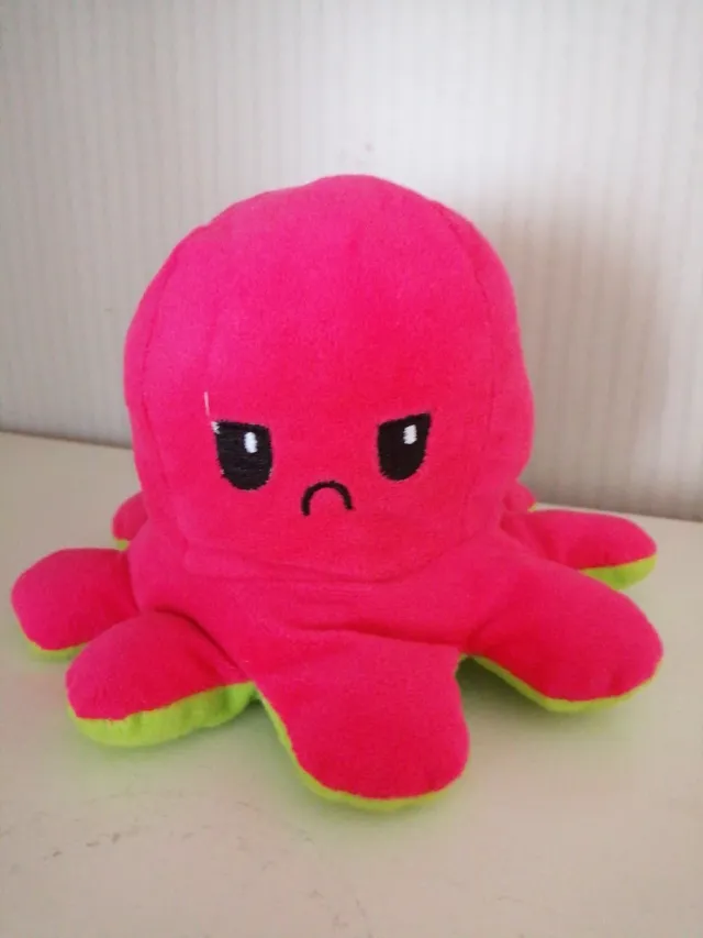 Peluche Pulpo Reversible Verde y Rosa