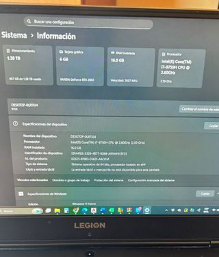 Lenovo Legion Y540-15IRH. Portatil Gaming