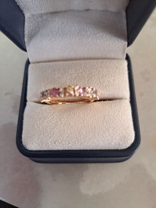 Anillo Oro 18k Zafiros Colores Certificado