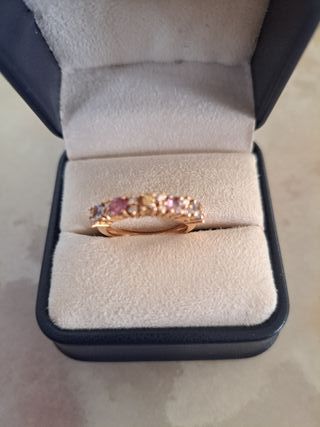 Anillo Oro 18k Zafiros Colores Certificado