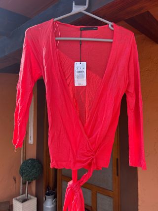 Chaqueta coral fina cruzada talla S