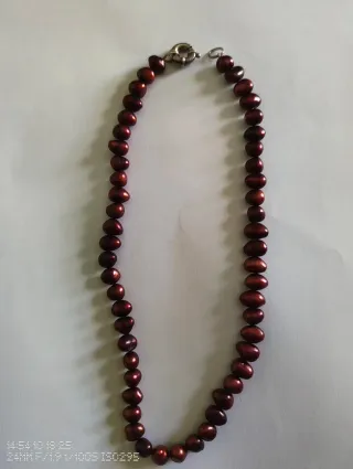 Collar Perlas Agua Dulce Marrón Rojizo