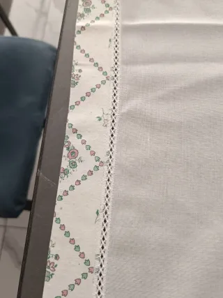 Mantovana con pannello cotone bianco, verde e rosa