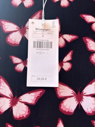 Vestido mariposas negro y rosa talla S