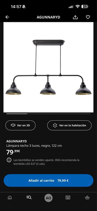Lámpara de techo Ikea AGUNNARYD sin abrir
