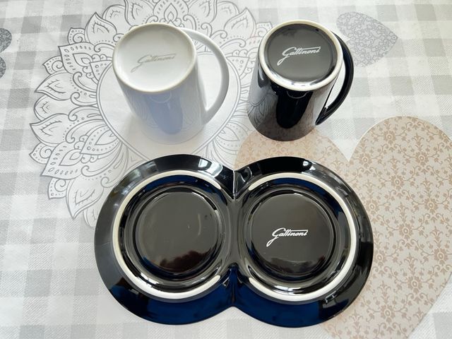 Set 2 tazzine caffè Gattinoni con doppio piattino