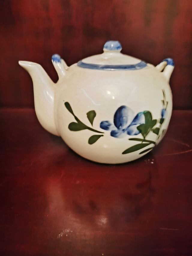 Juego Tazas Café Flores Azules Cerámica