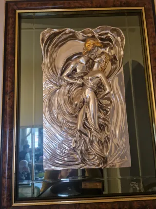 Quadro specchio in argento e oro