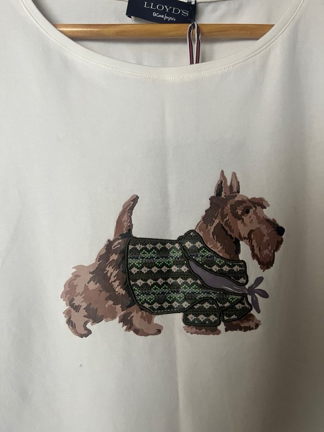Camiseta blanca manga 3/4 con perro