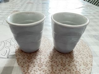 Coppia Bicchierini Caffè Ceramica Bianca