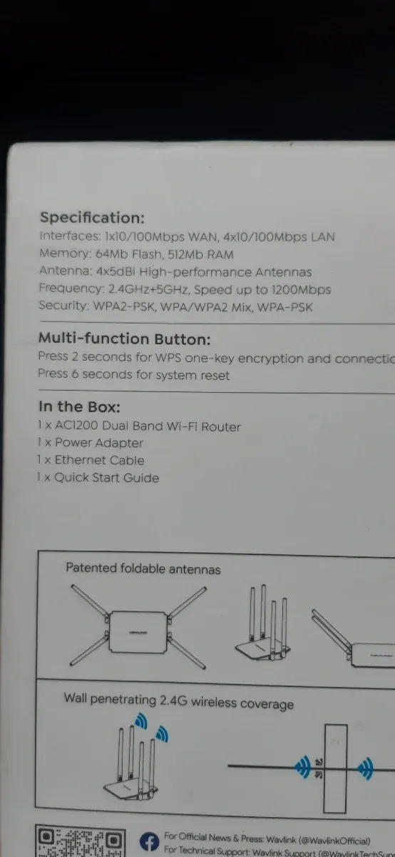 Router Wi-Fi Dual Band AC1200 WAVLINK