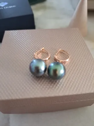 Pendientes Perlas Tai ti Oro 14k