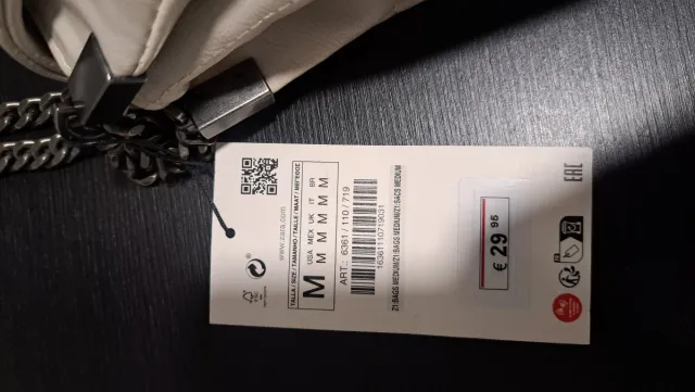 Bolso Zara blanco roto con etiqueta