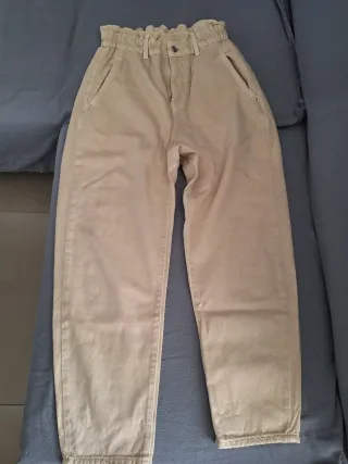 Jeans Zara donna beige vita alta