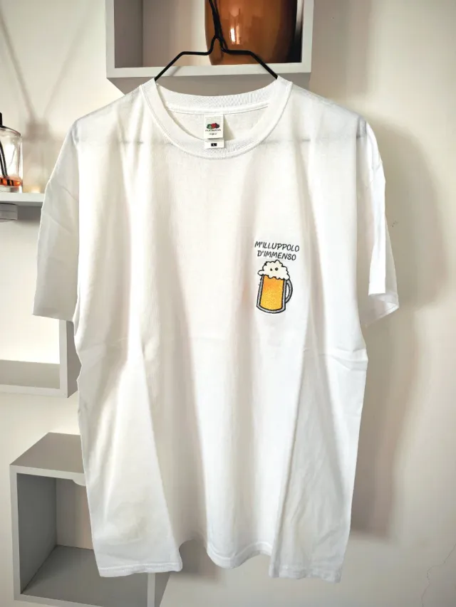 T-shirt unisex L con ricamo birra