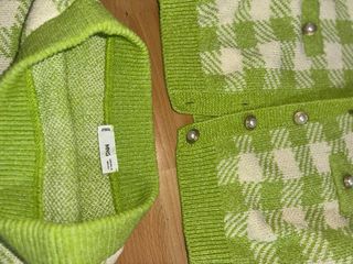 Conjunto Mango cuadros verde y blanco