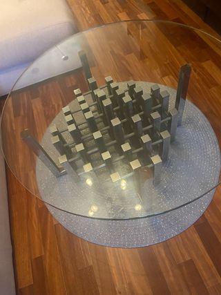 Mesa Centro Cristal Estilo Industrial Años 80