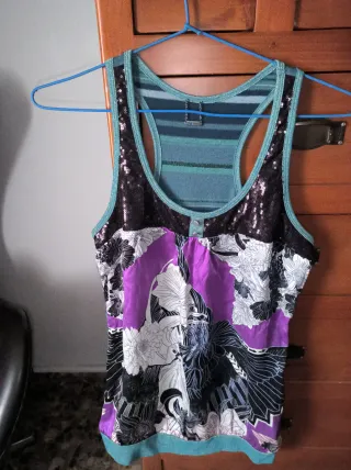 Camiseta Custo Mujer Seda Multicolor