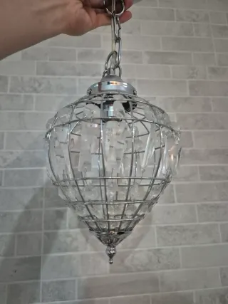 Lámpara colgante metal y cristal