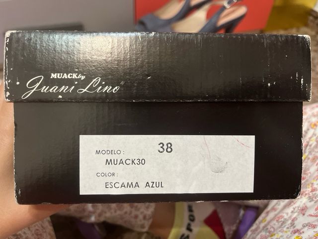 Zapatos Peep Toe Escamas Azul