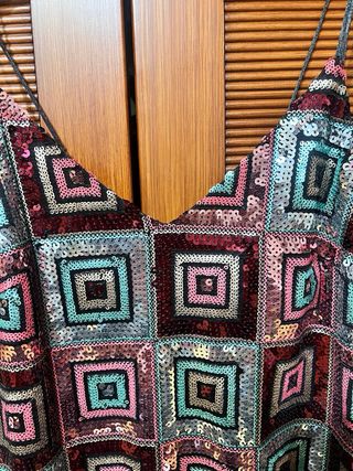Vestido mini lentejuelas cuadros