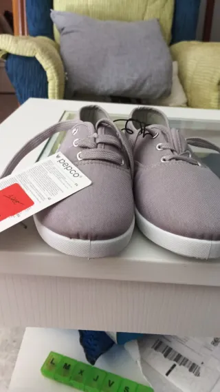 Zapatillas lona mujer Pepco gris talla 36 nuevas