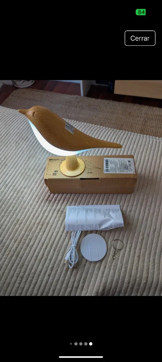 Lámpara LED USB diseño pájaro madera