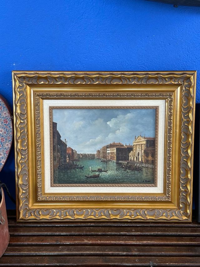 Óleo Escena Veneciana Firmado A. Rizzi