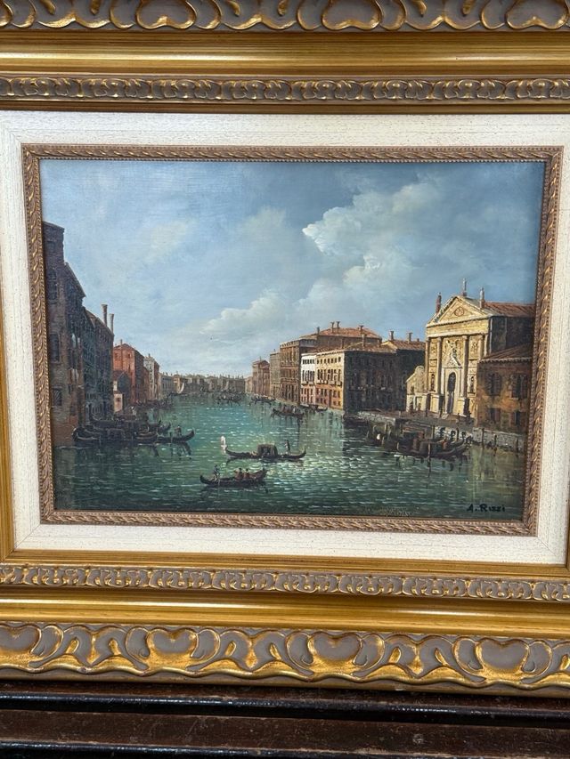 Óleo Escena Veneciana Firmado A. Rizzi
