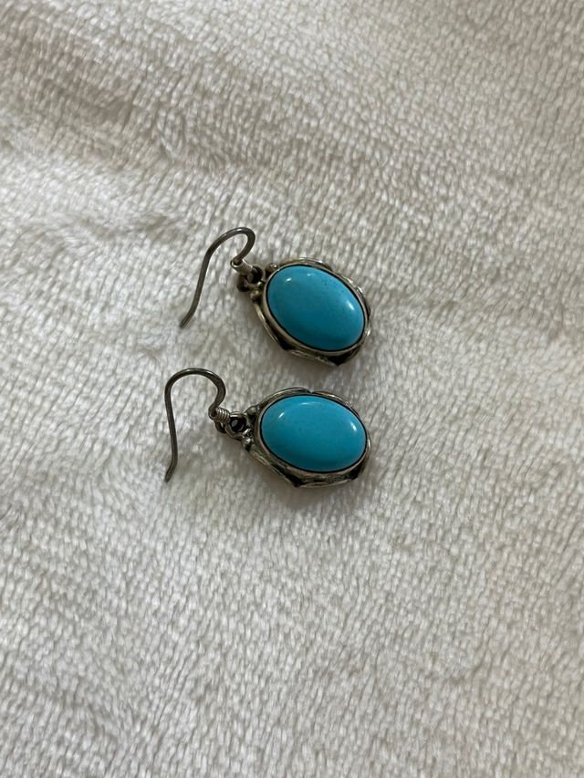 Orecchini vintage argento 925 turchese ovale