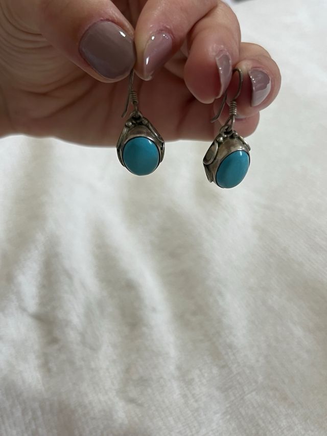 Orecchini vintage argento 925 turchese ovale