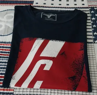 Camiseta Jack & Jones Hombre Azul y Rojo