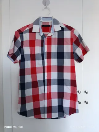 Camisa cuadros manga corta