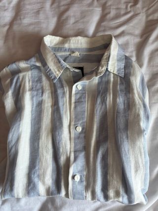 Camisa manga corta rayas azul y blanca