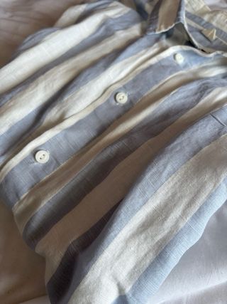 Camisa manga corta rayas azul y blanca