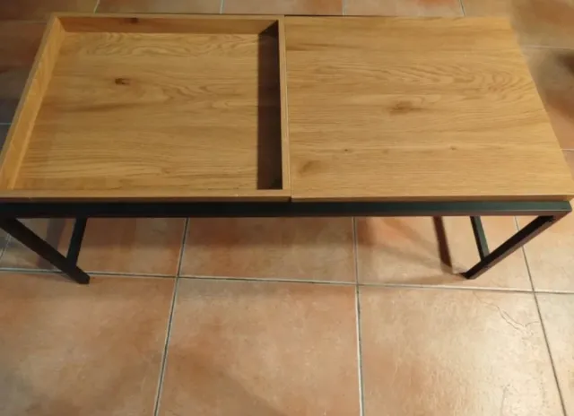 Mesa auxiliar madera y metal industrial